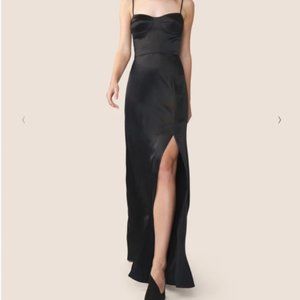ALLEN SCHWARTZ Willow Satin Bustier Dress (in BLACK)